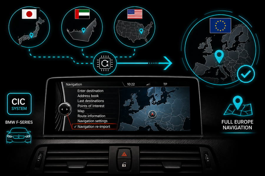 Navigationssystem CIC Re-Import Codierung (JAPAN / DUBAI / USA) - für BMW F-Modelle